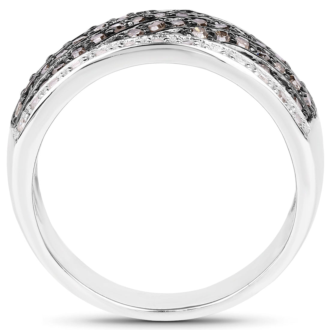 0.87 Carat Genuine Champagne Diamond and White Diamond .925 Sterling Silver Ring by Bids.com