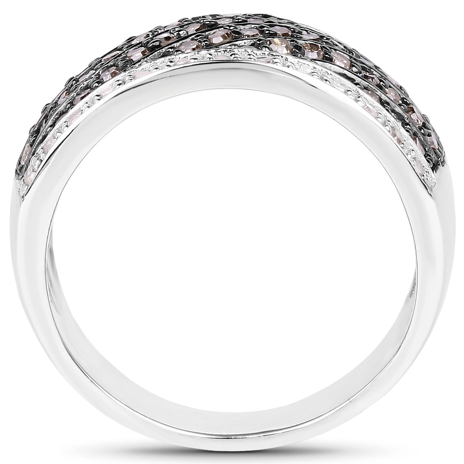 0.87 Carat Genuine Champagne Diamond and White Diamond .925 Sterling Silver Ring by Bids.com