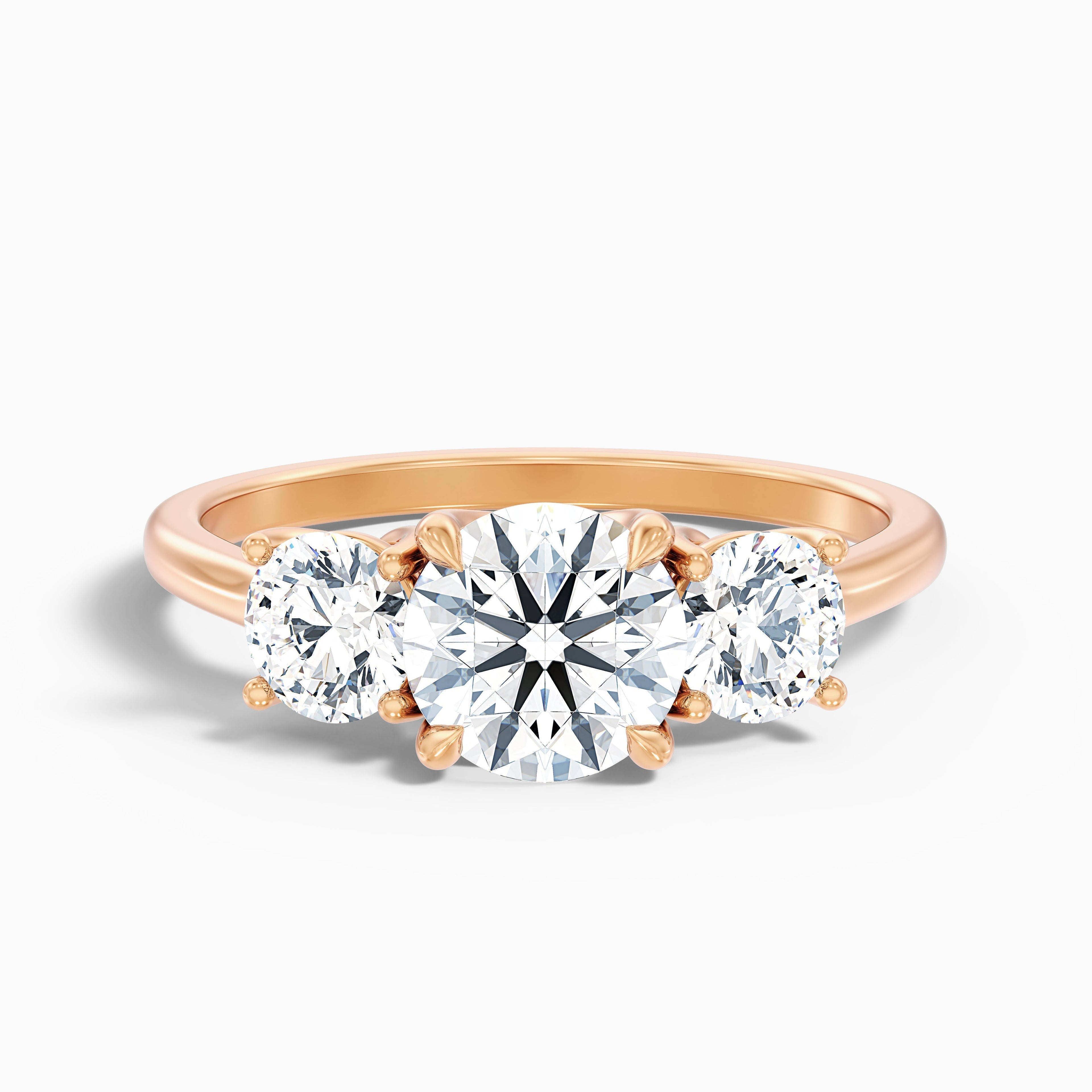 Lyra 1.5 Carat Round 3 Stone Lab Grown Engagement Ring in 925 Sterling Silver