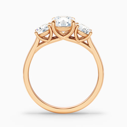 Lyra 4.5 Carat Round 3 Stone Lab Grown Engagement Ring in 18k White Gold
