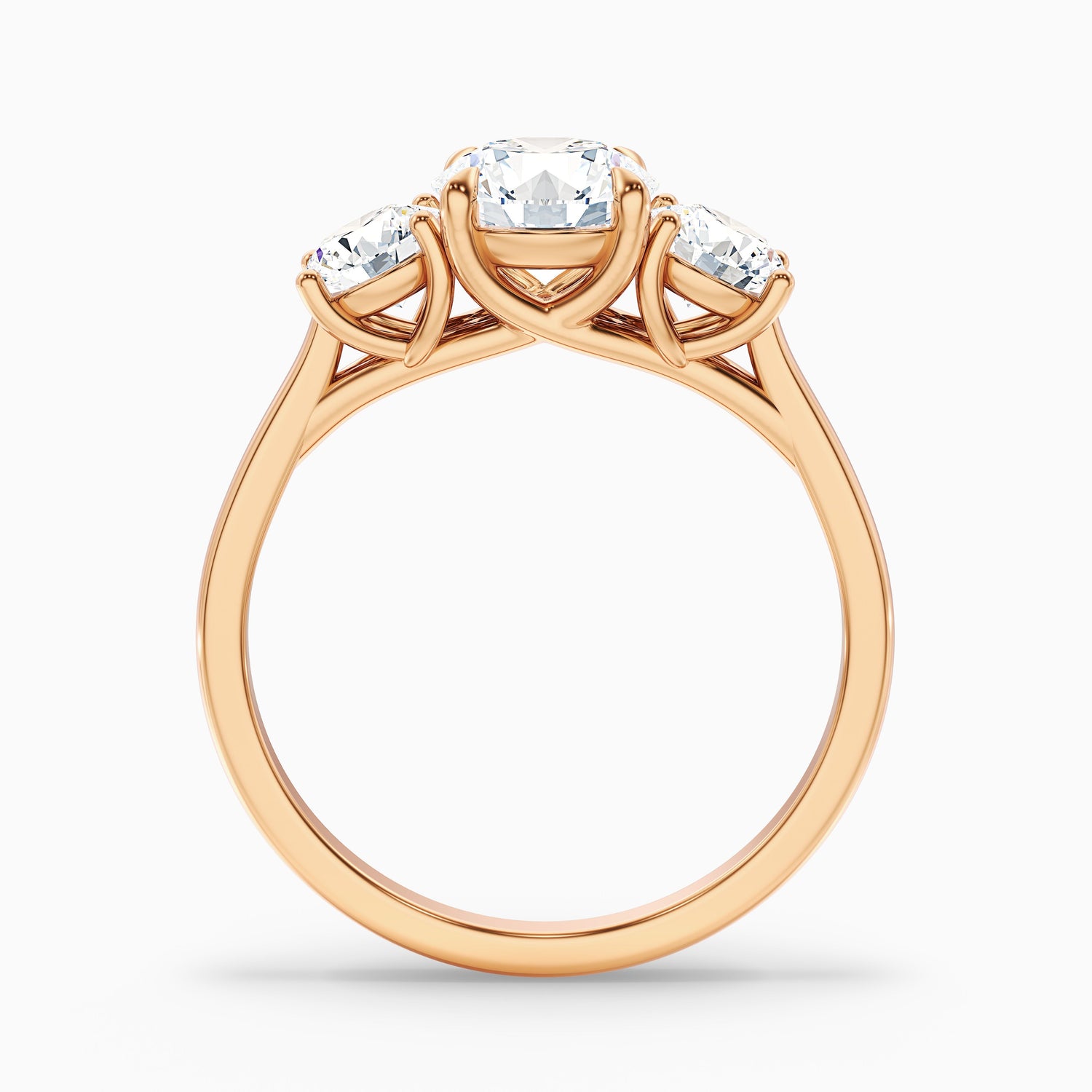 Lyra 2 Carat Round 3 Stone Lab Grown Engagement Ring in 18k Rose Gold