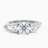 Olive 1 Carat Round 3 Stone Moissanite Diamond Ring in Platinum  DestGlow