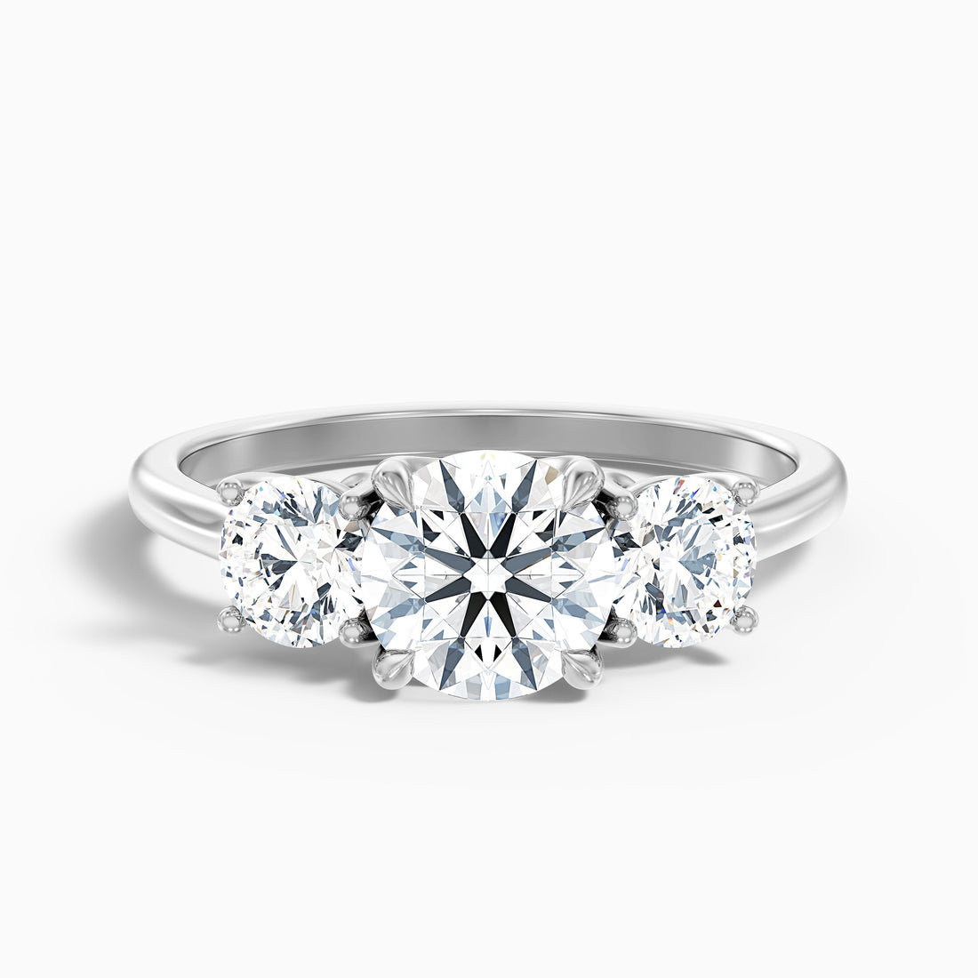 Lyra 3.5 Carat Round 3 Stone Lab Grown Engagement Ring in Platinum  DestGlow