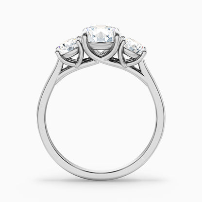 Olive 5 Carat Round 3 Stone Moissanite Diamond Ring in 10k Yellow Gold