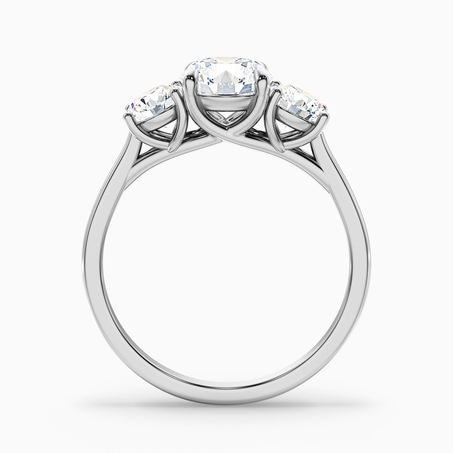 Lyra 1 Carat Round 3 Stone Lab Grown Engagement Ring in 10k White Gold