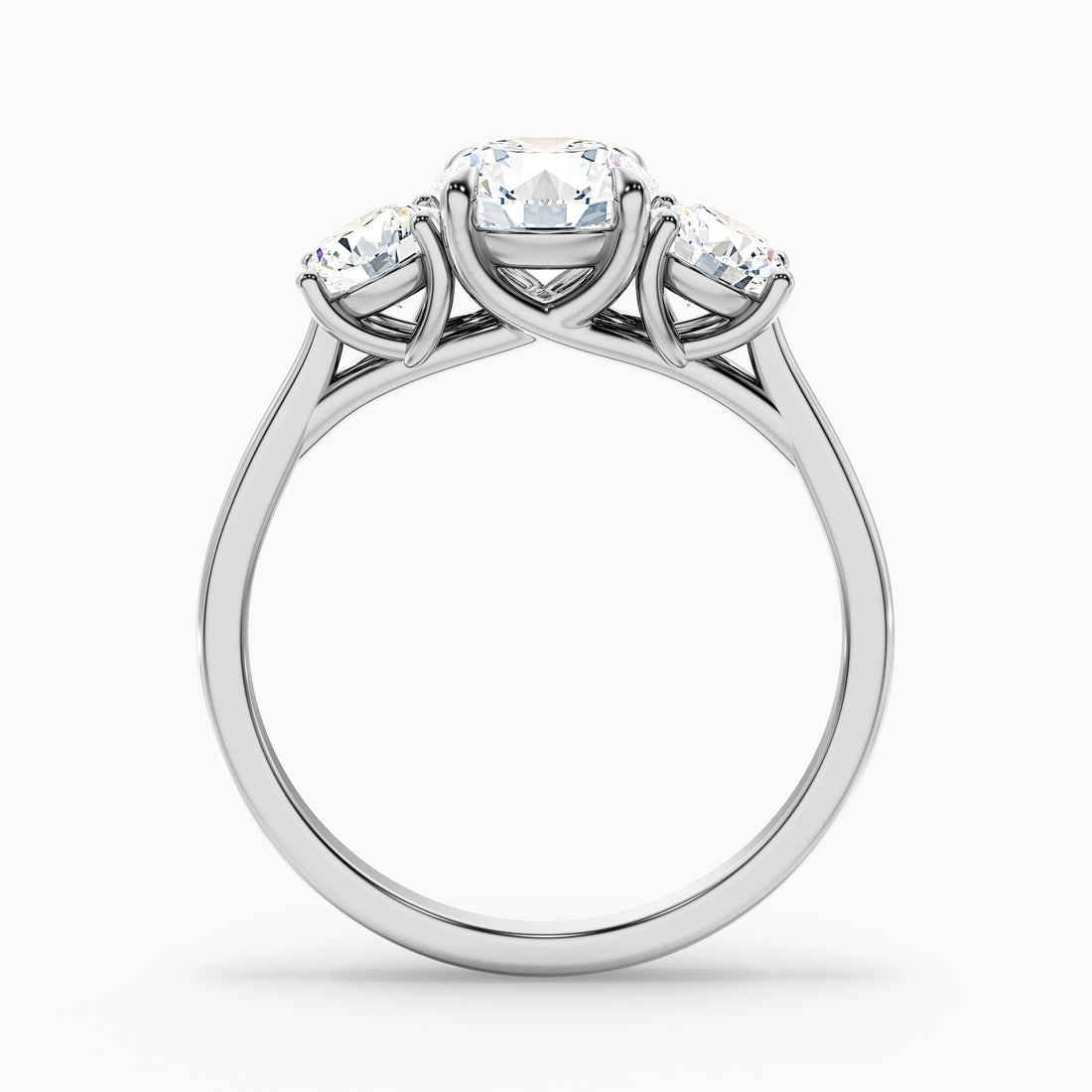 Lyra 5 Carat Round 3 Stone Lab Grown Engagement Ring in Platinum  DestGlow