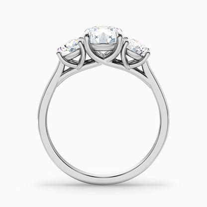 Lyra 2 Carat Round 3 Stone Lab Grown Engagement Ring in 18k White Gold