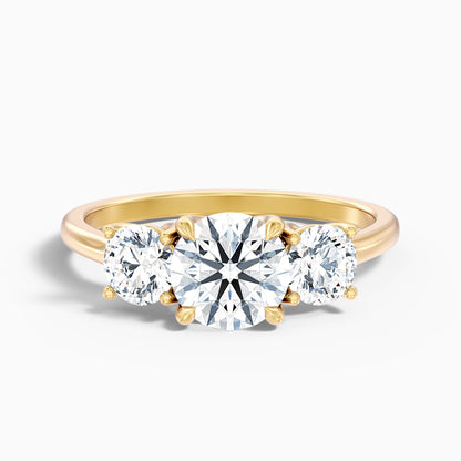 Lyra 4.5 Carat Round 3 Stone Lab Grown Engagement Ring in 14k White Gold