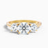 Olive 5 Carat Round 3 Stone Moissanite Diamond Ring in 18k Yellow Gold  DestGlow