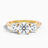 Olive 2 Carat Round 3 Stone Moissanite Diamond Ring in 14k Yellow Gold  DestGlow