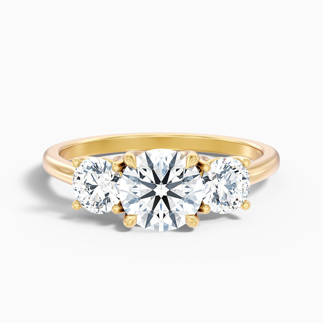 Lyra 2 Carat Round 3 Stone Lab Grown Engagement Ring in 18k Yellow Gold  DestGlow