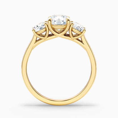 Olive 3.5 Carat Round 3 Stone Moissanite Diamond Ring in 10k Rose Gold