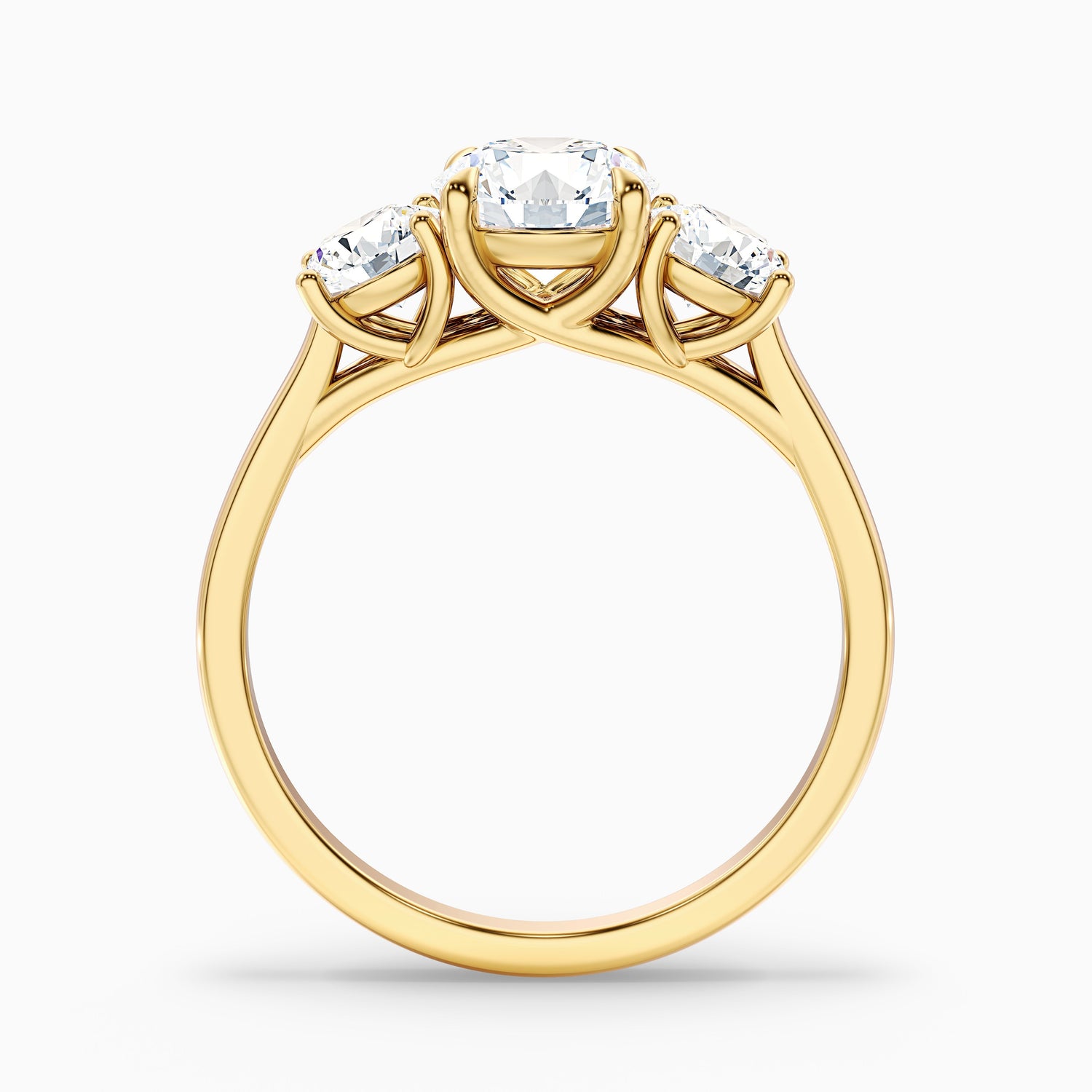 Lyra 2.5 Carat Round 3 Stone Lab Grown Engagement Ring in 14k Rose Gold