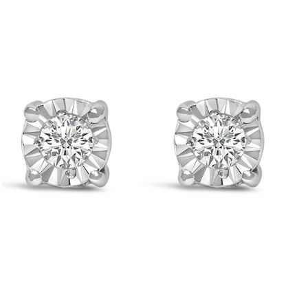 .925 Sterling Silver 1/10 Cttw Round Brilliant-Cut Lab Grown Diamond Miracle-Set Stud Earrings (F-G Color, VS1-VS2 Clarity) by Bids.com
