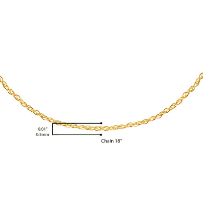 Solid 10K Yellow Gold 0.5mm Slim and Dainty Unisex 18" Rope Chain Necklace by Bids.com