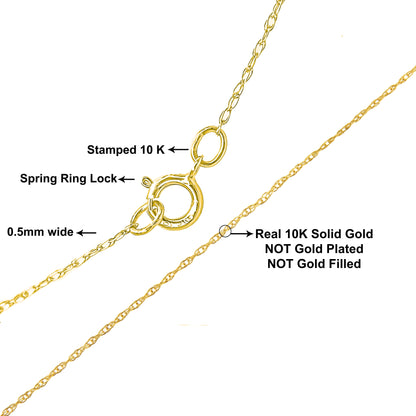 Solid 10K Yellow Gold 0.5mm Slim and Dainty Unisex 18" Rope Chain Necklace by Bids.com