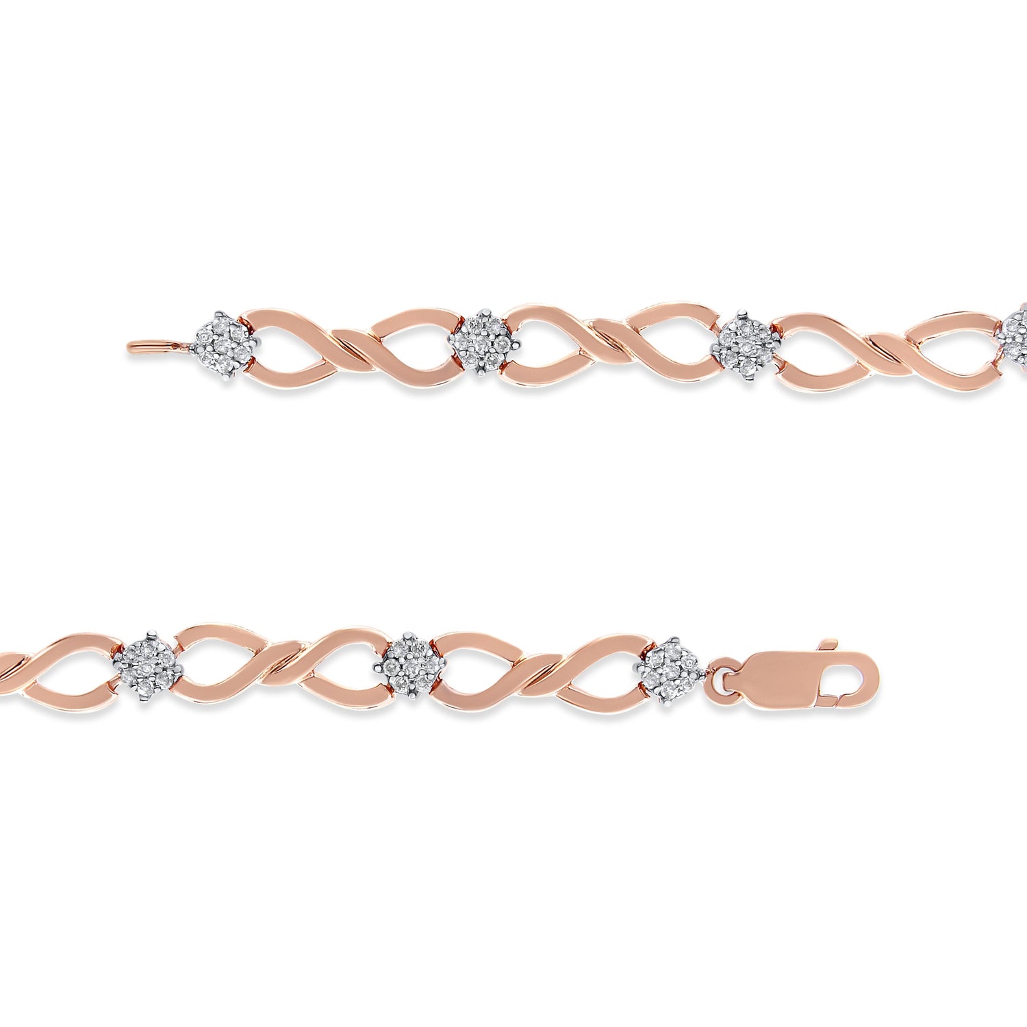 10K Rose Gold Plated .925 Sterling Silver 1/2 Cttw Diamond Infinity Link Tennis Bracelet (H-I Color, I2-I3 Clarity) -7â€ by Bids.com