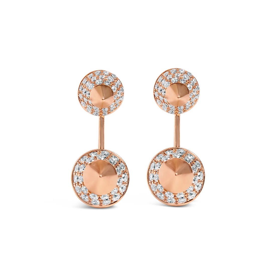 14K Rose Gold 1.00 Cttw Diamond Double Cone Jacket Stud Earring (G-H Color, SI1-SI2 Clarity) by Bids.com