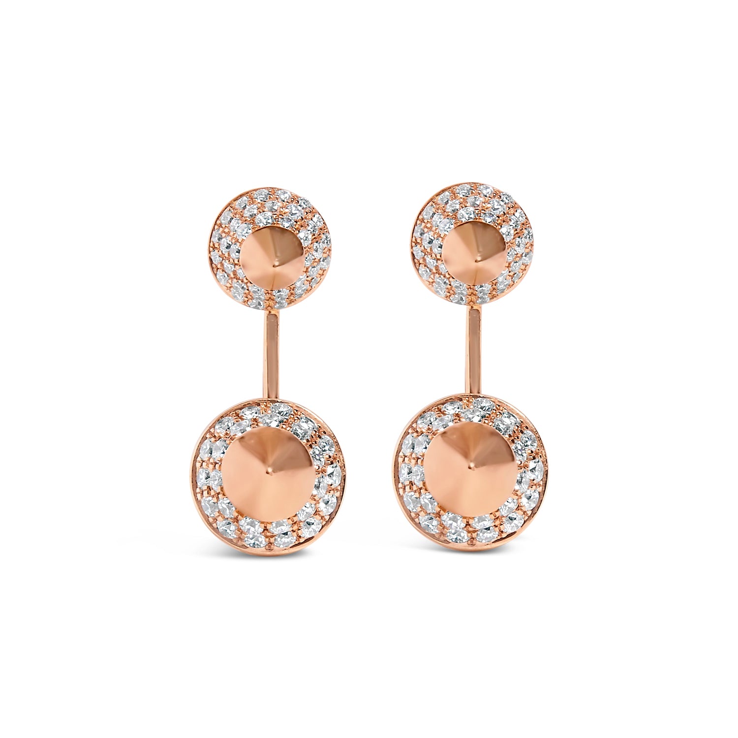 14K Rose Gold 1.00 Cttw Diamond Double Cone Jacket Stud Earring (G-H Color, SI1-SI2 Clarity) by Bids.com