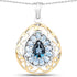 18K Yellow Gold Plated 4.44 Carat Genuine London Blue Topaz and Blue Topaz .925 Sterling Silver Pendant by Bids.com