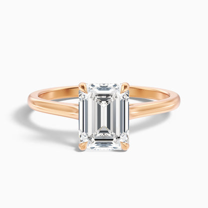 Mary 5 Carat Emerald Cut Solitaire Lab Grown Engagement Ring in 14k Rose Gold