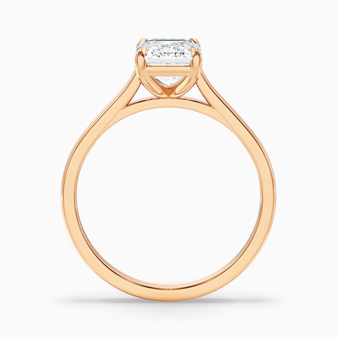 Mary 1 Carat Emerald Cut Solitaire Lab Grown Engagement Ring in 14k Rose Gold  DestGlow