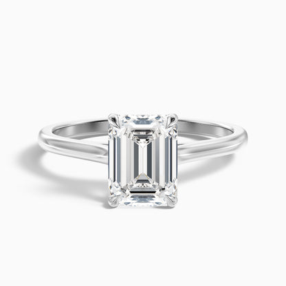 Lea 3.5 Carat Emerald Cut Solitaire Moissanite Diamond Ring in 18k Rose Gold