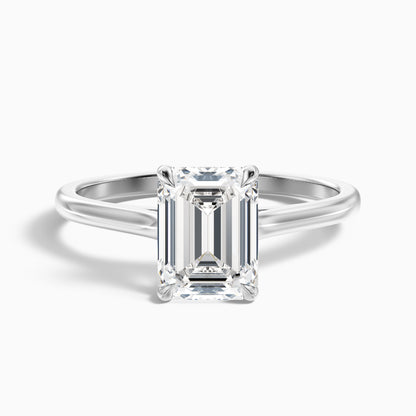 Mary 4 Carat Emerald Cut Solitaire Lab Grown Engagement Ring in 14k Rose Gold