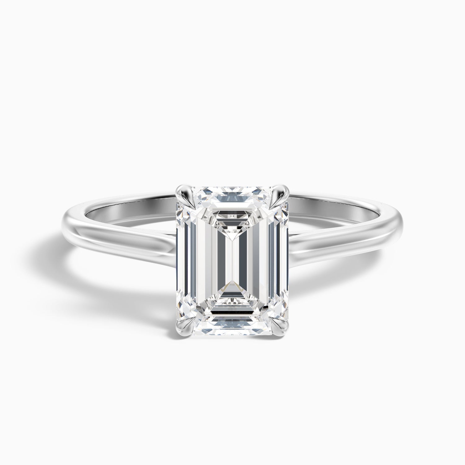 Mary 4 Carat Emerald Cut Solitaire Lab Grown Engagement Ring in 14k White Gold