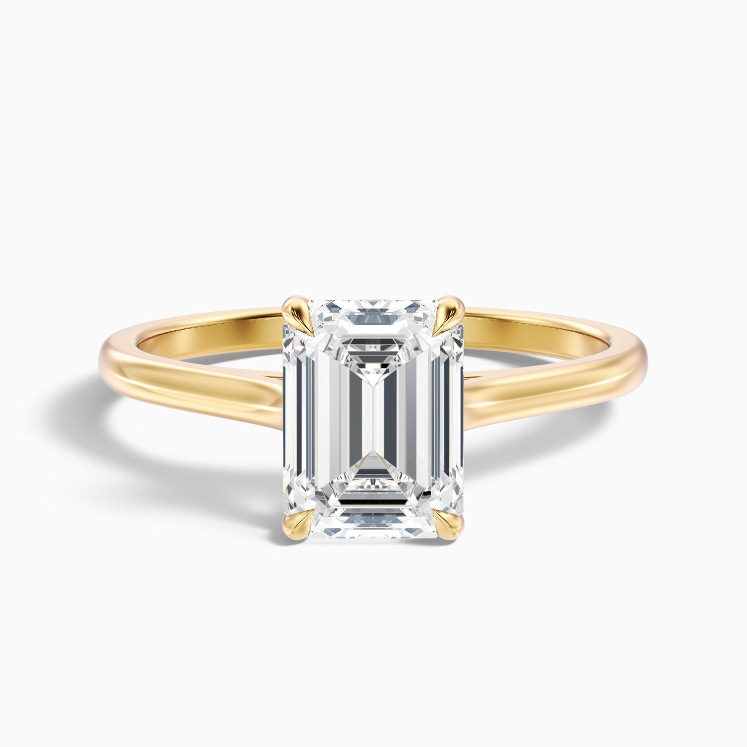 Mary 1.5 Carat Emerald Cut Solitaire Lab Grown Engagement Ring in 14k Yellow Gold