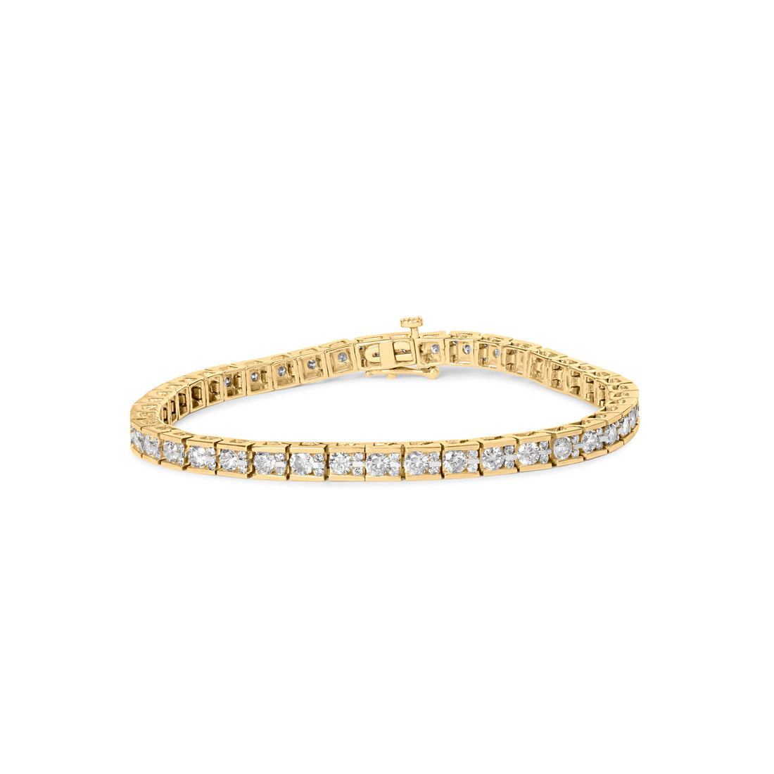 10K Yellow Gold 4.00 Cttw Channel Set Round Diamond Tennis 7" Bracelet (J-K Color, I1-I2 Clarity) by Bids.com