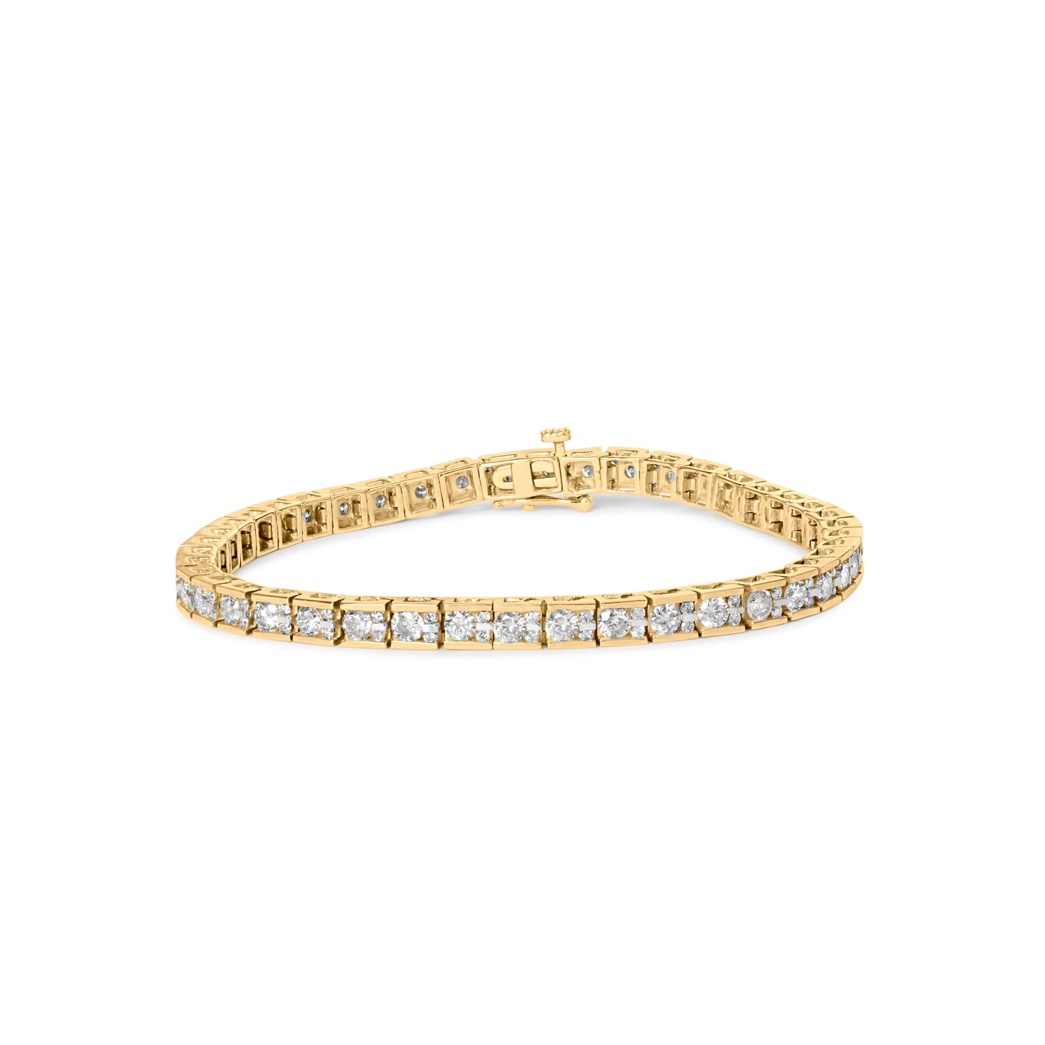 10K Yellow Gold 4.00 Cttw Channel Set Round Diamond Tennis 7" Bracelet (J-K Color, I1-I2 Clarity) by Bids.com