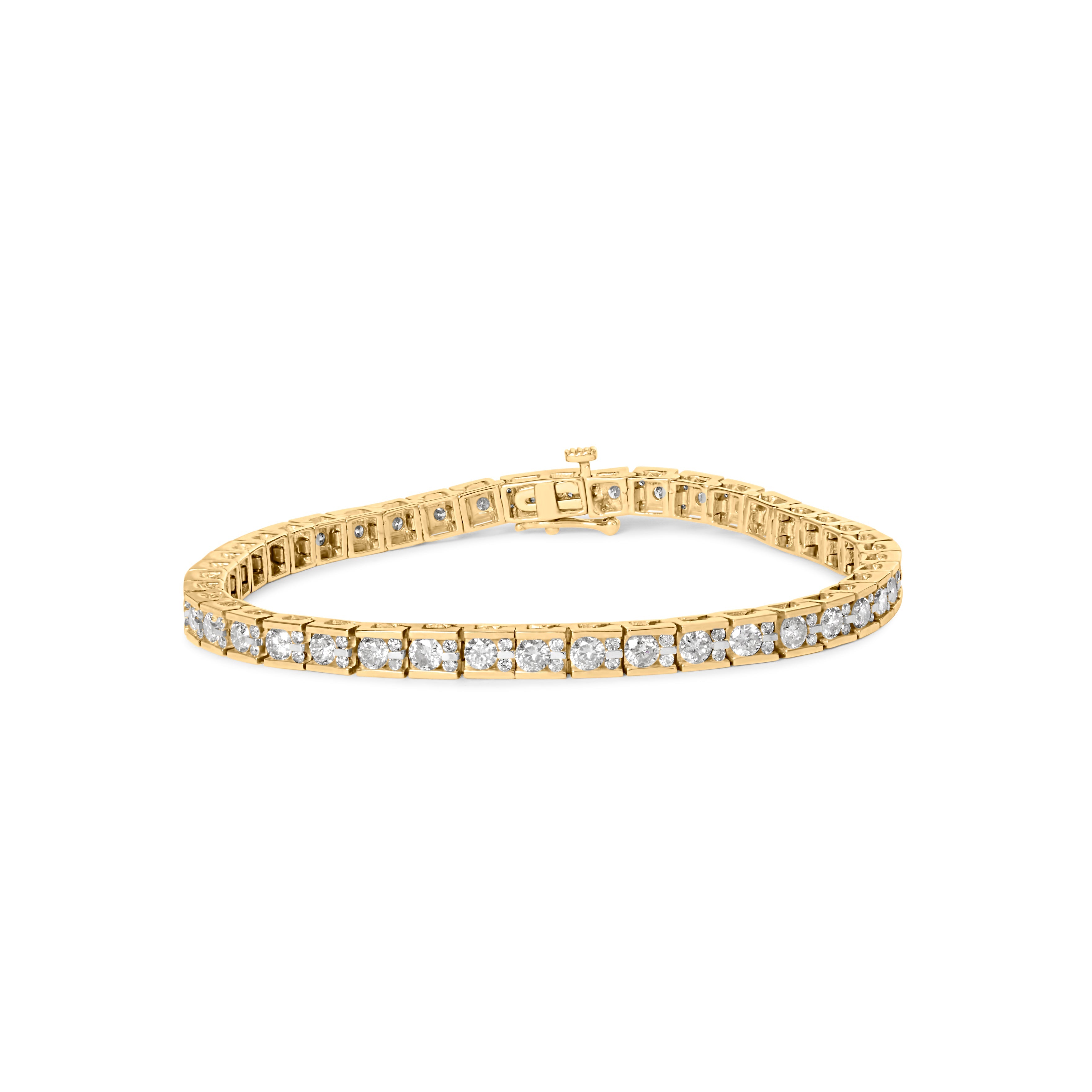 10K Yellow Gold 4.00 Cttw Channel Set Round Diamond Tennis 7" Bracelet (J-K Color, I1-I2 Clarity) by Bids.com
