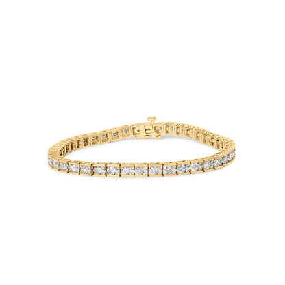 10K Yellow Gold 4.00 Cttw Channel Set Round Diamond Tennis 7" Bracelet (J-K Color, I1-I2 Clarity) by Bids.com