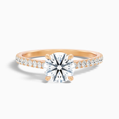 Zola 1 Carat Round Side Stone Pave Lab Grown Engagement Ring in 10k White Gold