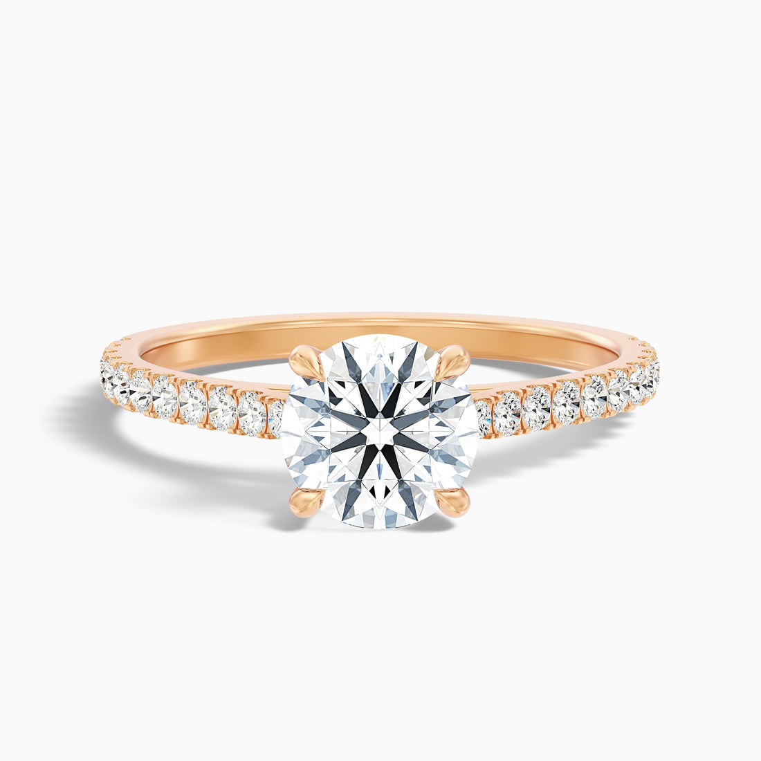 Zola 5 Carat Round Side Stone Pave Lab Grown Engagement Ring in 18k Rose Gold  DestGlow