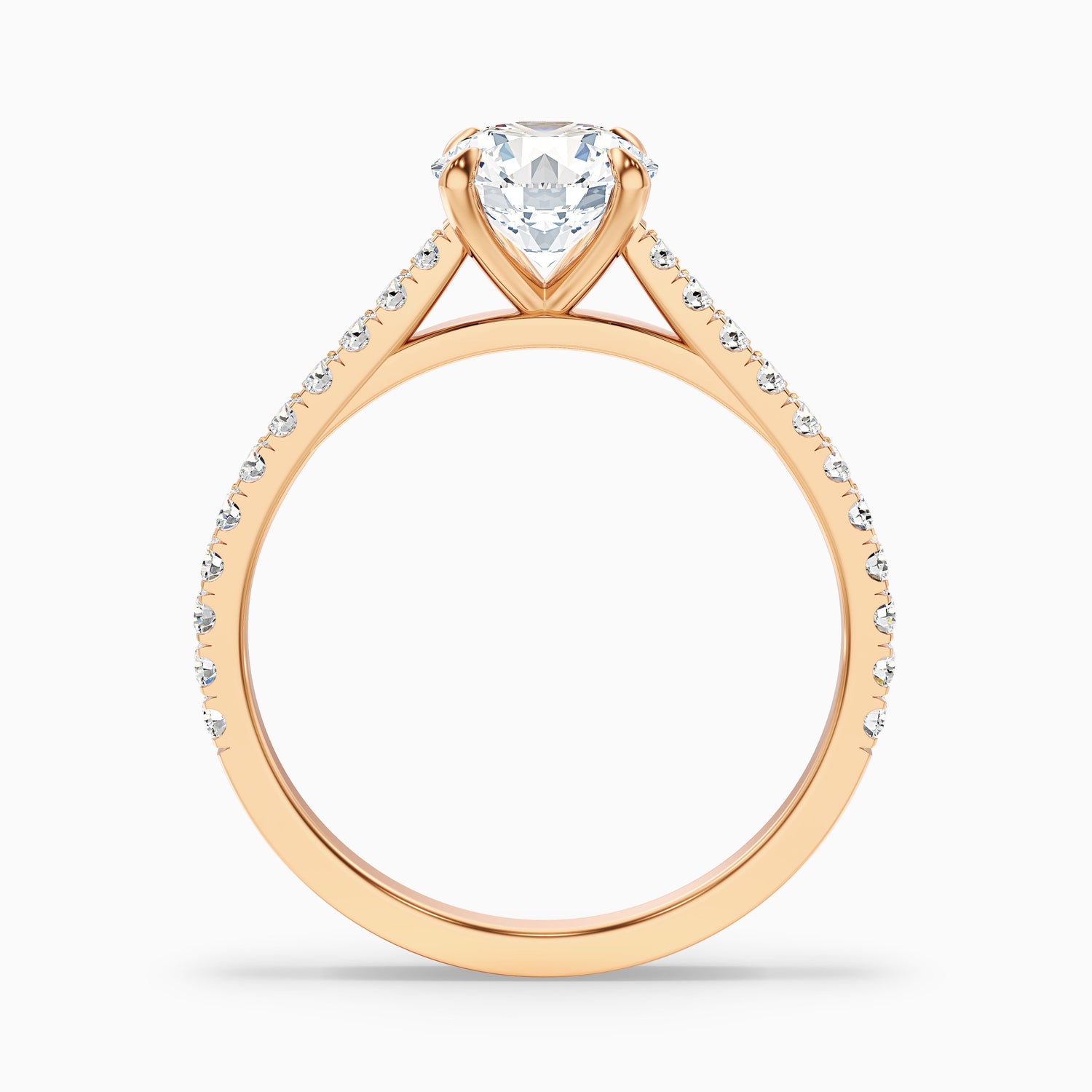 Zola 3 Carat Round Side Stone Pave Lab Grown Engagement Ring in 14k Rose Gold