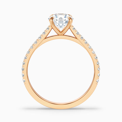 Sarah 1.5 Carat Round Side Stone Pave Moissanite Diamond Ring in 14k Rose Gold