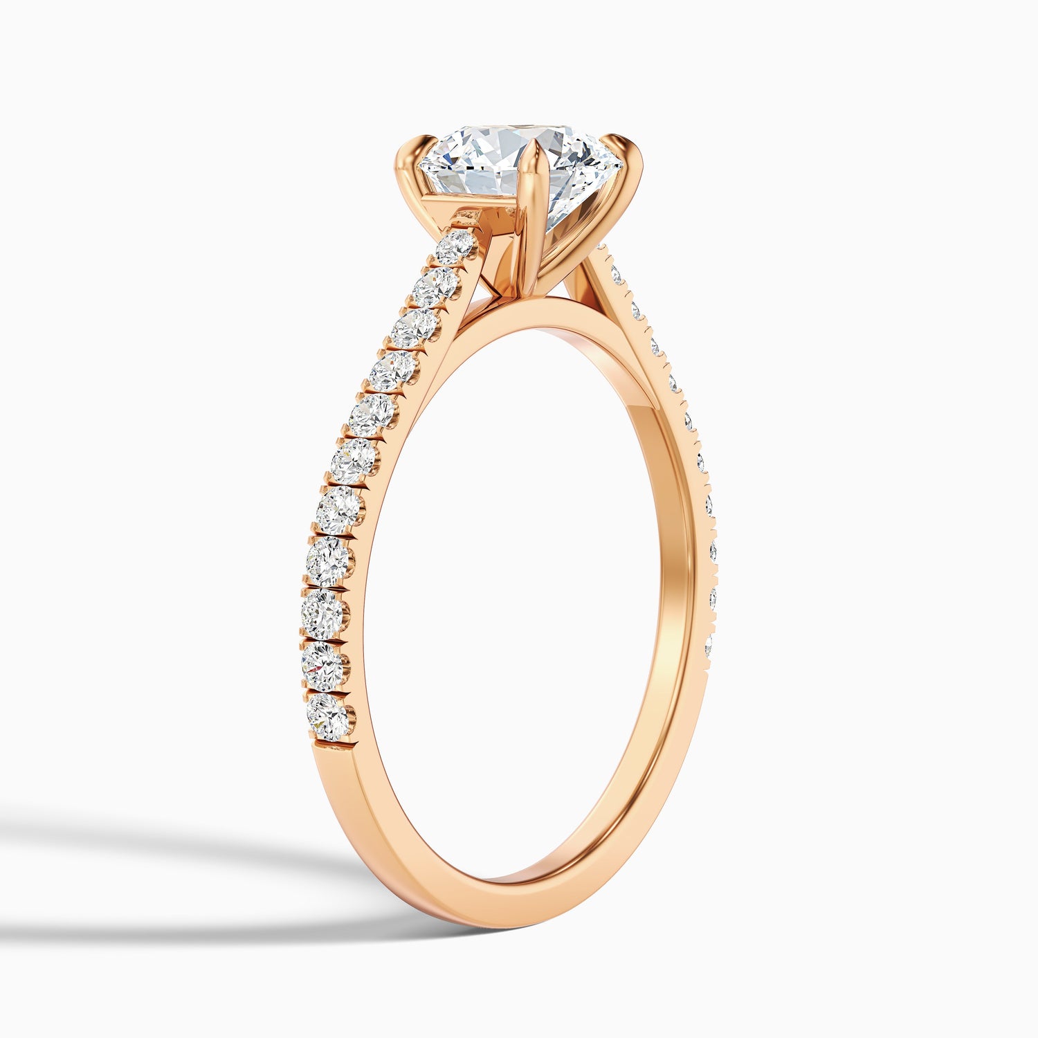 Zola 3.5 Carat Round Side Stone Pave Lab Grown Engagement Ring in 18k Rose Gold