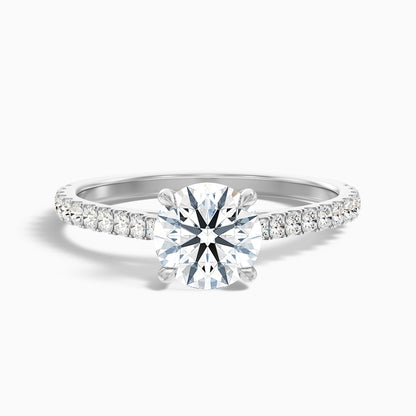 Sarah 1.5 Carat Round Side Stone Pave Moissanite Diamond Ring in 14k Yellow Gold