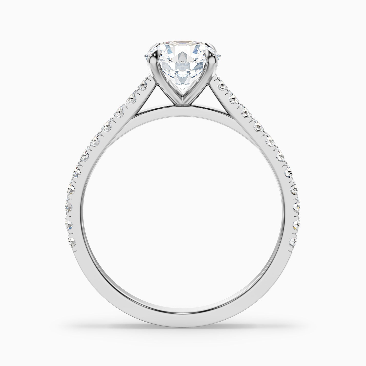 Sarah 5.5 Carat Round Side Stone Pave Moissanite Diamond Ring in 925 Sterling Silver