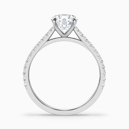 Sarah 4 Carat Round Side Stone Pave Moissanite Diamond Ring in 925 Sterling Silver