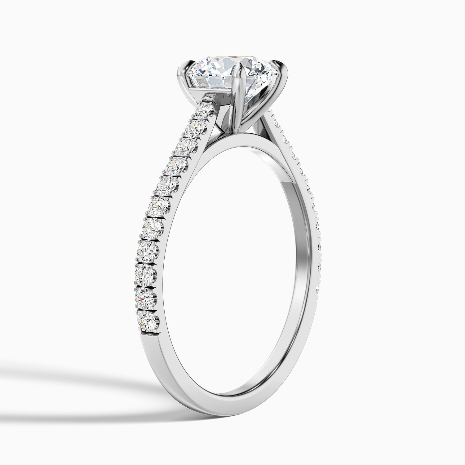 Zola 2.5 Carat Round Side Stone Pave Lab Grown Engagement Ring in 18k Yellow Gold
