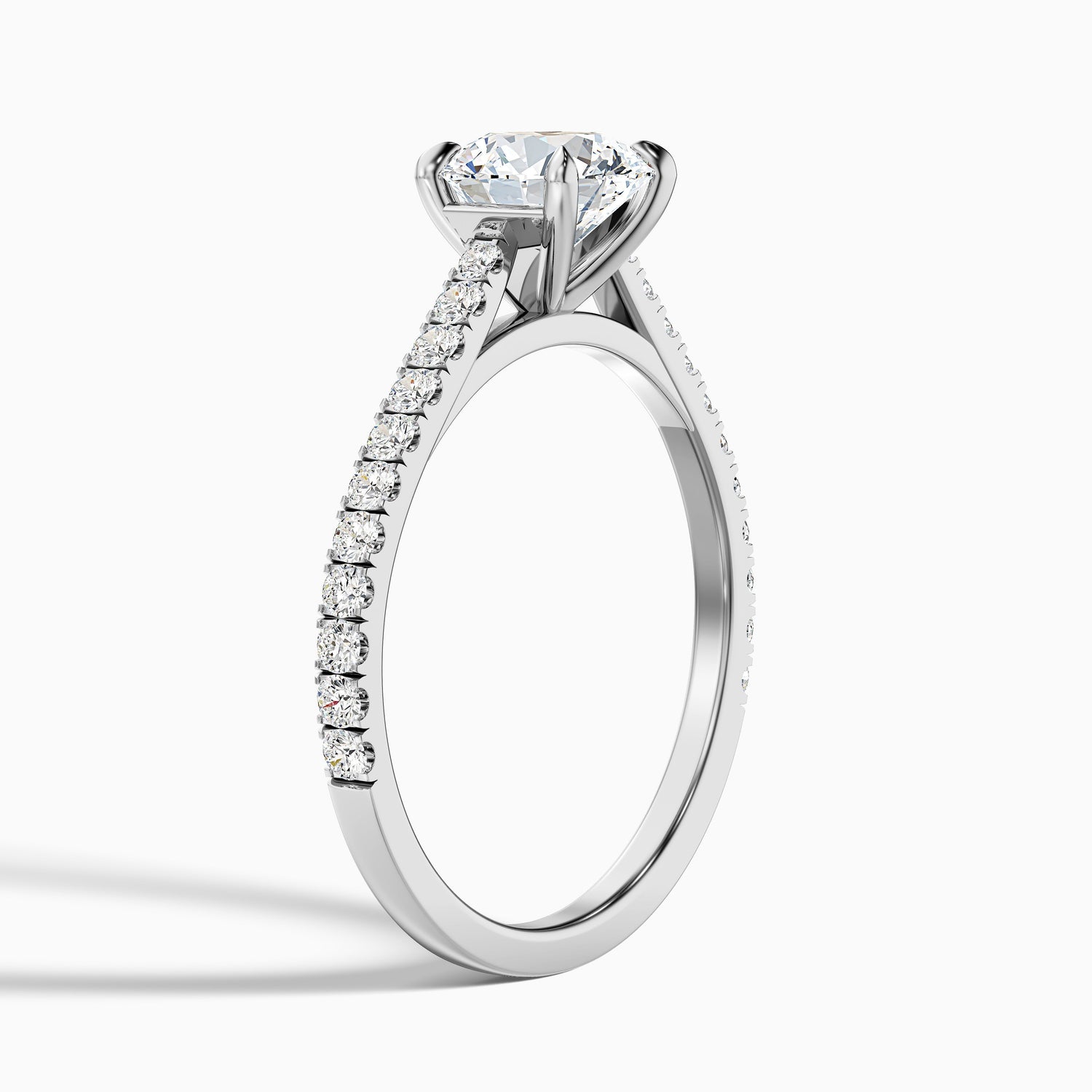 Sarah 4 Carat Round Side Stone Pave Moissanite Diamond Ring in 10k Yellow Gold