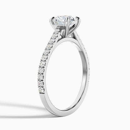 Zola 2.5 Carat Round Side Stone Pave Lab Grown Engagement Ring in 18k Rose Gold