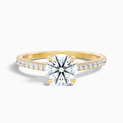 Sarah 5.5 Carat Round Side Stone Pave Moissanite Diamond Ring in Platinum