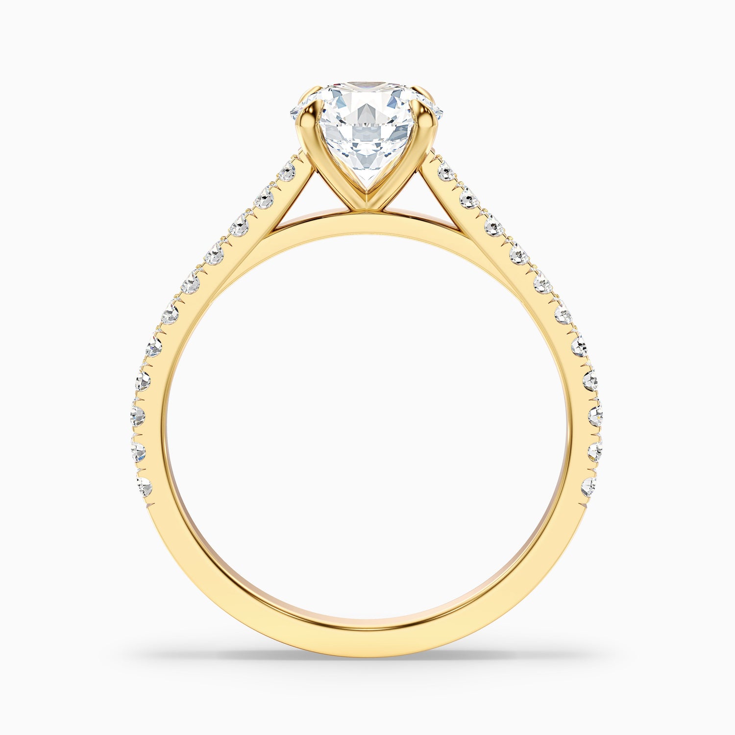 Zola 4 Carat Round Side Stone Pave Lab Grown Engagement Ring in 10k Rose Gold