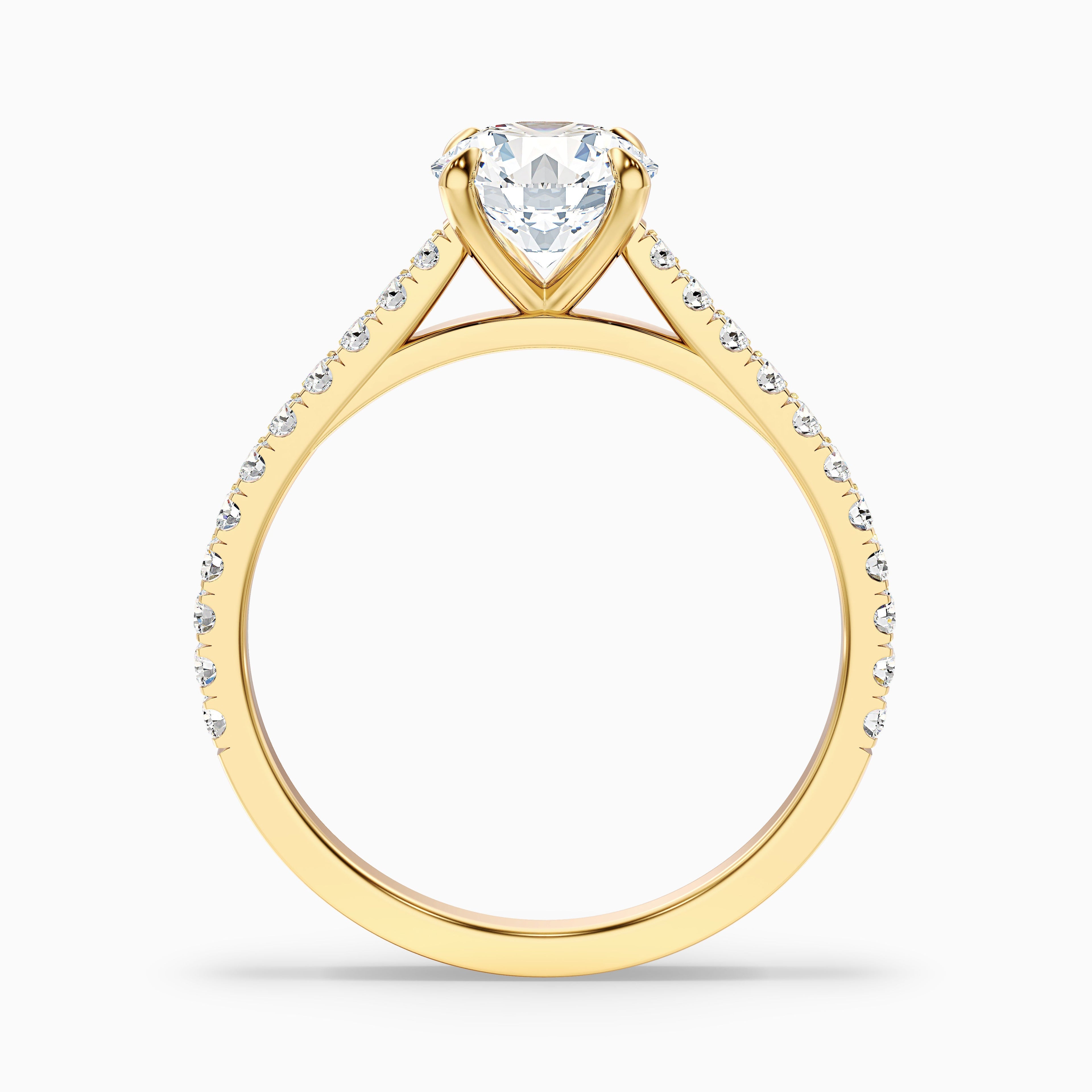 Zola 4 Carat Round Side Stone Pave Lab Grown Engagement Ring in 10k Rose Gold