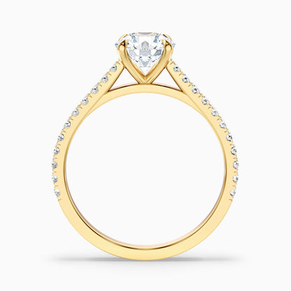 Zola 4 Carat Round Side Stone Pave Lab Grown Engagement Ring in 10k Rose Gold