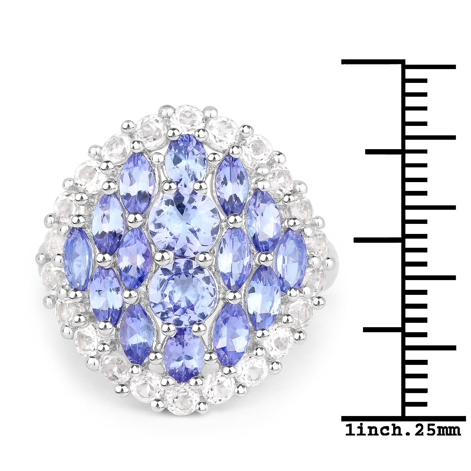 4.72 Carat Genuine Tanzanite and White Topaz .925 Sterling Silver Ring by Bids.com